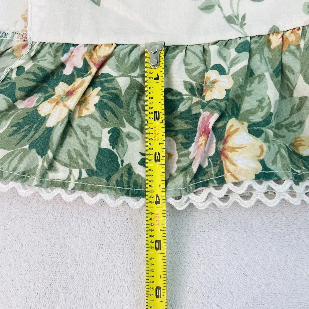 Vintage Rose Floral Ruffle Top Flat Sheet 1 Pillow Case Full Size GrannyCore